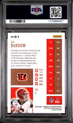 Graded 2020 Panini Chronicles Joe Burrow #D1 Dynagon Rookies Rookie RC Football Card PSA 10 Gem Mint (ONLINE ORDER ONLY)
