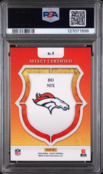Graded 2024 Panini Select Bo Nix #4 Select Certified Rookie RC Football Card PSA 10 Gem Mint (ONLINE ORDER ONLY)