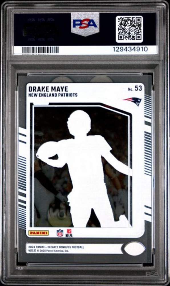 Graded 2024 Panini Clearly Donruss Drake Maye #53 Rookie RC Football Card PSA 10 Gem Mint (ONLINE ORDER ONLY)