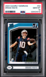 Graded 2024 Panini Clearly Donruss Drake Maye #53 Rookie RC Football Card PSA 10 Gem Mint (ONLINE ORDER ONLY)