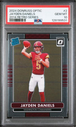 Graded 2024 Panini Donruss Optic Jayden Daniels #2 2014 Retro Series Rookie RC Football Card PSA 10 Gem Mint (ONLINE ORDER ONLY)