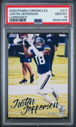 Graded 2020 Panini Chronicles Justin Jefferson #217 Luminance Rookie RC Football Card PSA 10 Gem Mint (ONLINE ORDER ONLY)