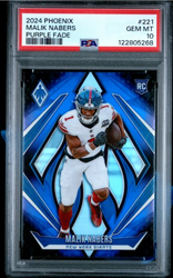 Graded 2024 Panini Phoenix Malik Nabers #221 Purple Fade Rookie RC Football Card PSA 10 Gem Mint (ONLINE ORDER ONLY)