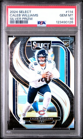 Graded 2024 Panini Select Caleb Williams #114 Silver Prizm Rookie RC Football Card PSA 10 Gem Mint (ONLINE ORDER ONLY)