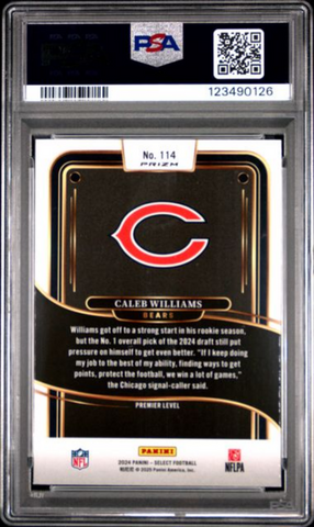 Graded 2024 Panini Select Caleb Williams #114 Silver Prizm Rookie RC Football Card PSA 10 Gem Mint (ONLINE ORDER ONLY)