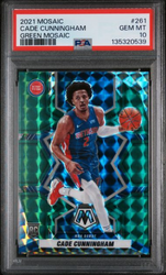 Graded 2021 Panini Mosaic Cade Cunningham #261 Green Mosaic Rookie RC Basketball Card PSA 10 Gem Mint (ONLINE ORDER ONLY)