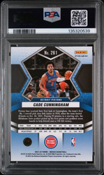 Graded 2021 Panini Mosaic Cade Cunningham #261 Green Mosaic Rookie RC Basketball Card PSA 10 Gem Mint (ONLINE ORDER ONLY)