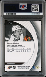 Graded 2023 Upper Deck Allure Connor Bedard #102 Black Rainbow Rookie RC Hockey Card PSA 10 Gem Mint (ONLINE ORDER ONLY)