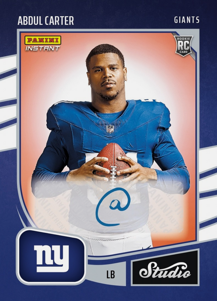 2025 Panini Instant NFL Abdul Carter #SR1 Studio Rookies Auto /99 New York Giants Rookie RC Football Card (ONLINE ORDER ONLY)