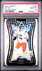 Graded 2024 Panini Select Bo Nix #382 Silver Prizm Rookie RC Football Card PSA 10 Gem Mint (ONLINE ORDER ONLY)