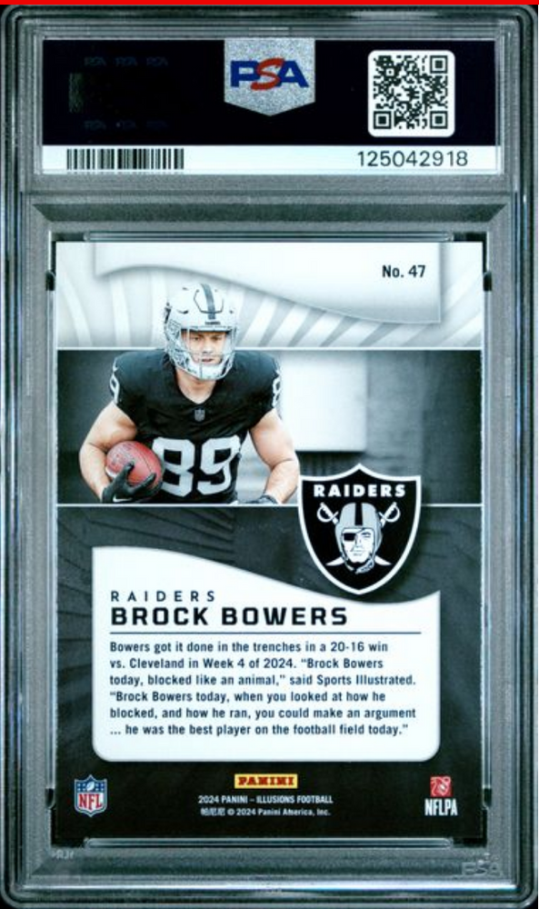 Graded 2024 Panini Illusions Brock Bowers #47 Trophy Collection Orange Rookie RC Football Card PSA 10 Gem Mint (ONLINE ORDER ONLY)