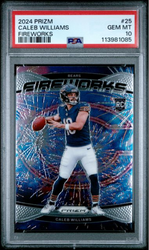 Graded 2024 Panini Prizm Caleb Williams #25 Fireworks Rookie RC Football Card PSA 10 Gem Mint (ONLINE ORDER ONLY)