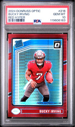 Graded 2024 Panini Donruss Optic Bucky Irving #216 Red Hyper Rookie RC Football Card PSA 10 Gem Mint (ONLINE ORDER ONLY)