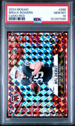 Graded 2024 Panini Mosaic Brock Bowers #286 Camo Red Rookie RC Football Card PSA 10 Gem Mint (ONLINE ORDER ONLY)