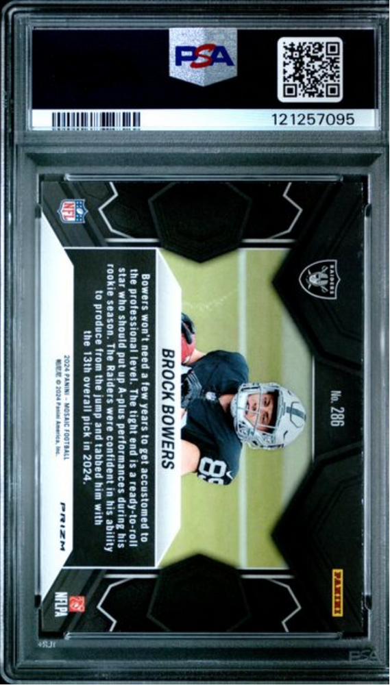 Graded 2024 Panini Mosaic Brock Bowers #286 Camo Red Rookie RC Football Card PSA 10 Gem Mint (ONLINE ORDER ONLY)