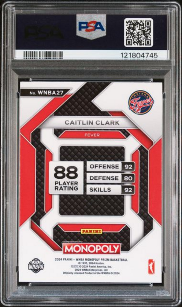 Graded 2024 Panini Prizm Monopoly WNBA Caitlin Clark #27 Insert Rookie RC Basketball Card PSA 10 Gem Mint (ONLINE ORDER ONLY)