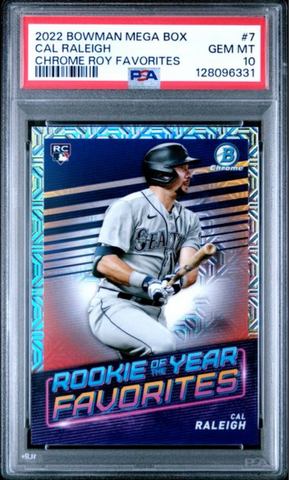 Graded 2022 Topps Bowman Mega Box Cal Raleigh #7 Chrome ROY Favorites Rookie RC Baseball Card PSA 10 Gem Mint (ONLINE ORDER ONLY)
