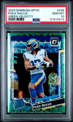 Graded 2023 Panini Donruss Optic Puka Nacua #238 Green Velocity Rookie RC Football Card PSA 10 Gem Mint (ONLINE ORDER ONLY)