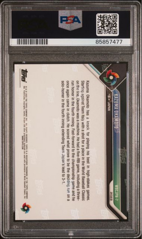 Graded 2023 Topps Now Kazuma Okamoto #WBCJPN7 WBC Champions Team Rookie RC Baseball Card PSA 10 Gem Mint (ONLINE ORDER ONLY)