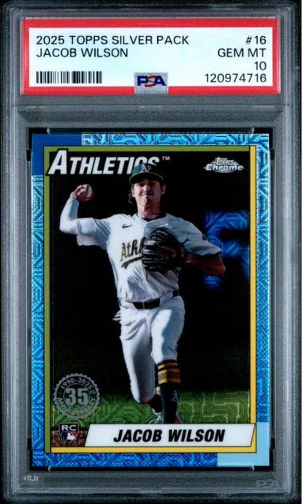 Graded 2025 Topps Silver Pack Jacob Wilson #16 Rookie RC Baseball Card PSA 10 Gem Mint (ONLINE ORDER ONLY)