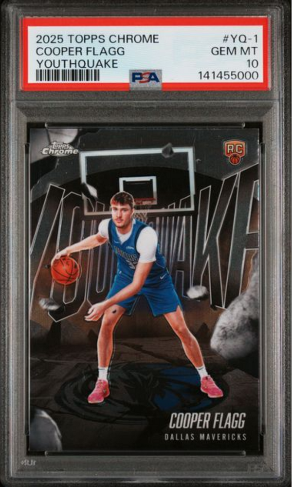 Graded 2025 Topps Chrome Cooper Flagg #YQ1 Youthquake Rookie RC Basketball Card PSA 10 Gem Mint (ONLINE ORDER ONLY)