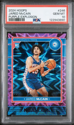 Graded 2024 Panini Hoops Jared McCain #246 Purple Explosion /110 Rookie RC Basketball Card PSA 10 Gem Mint (ONLINE ORDER ONLY)