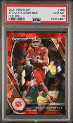 Graded 2021 Panini Prizm DP Trevor Lawrence #106 Red Ice Rookie RC Football Card PSA 10 Gem Mint (ONLINE ORDER ONLY)