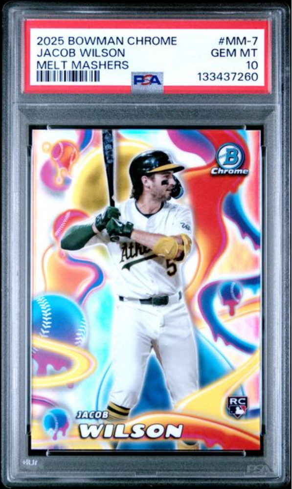 Graded 2025 Topps Bowman Chrome Jacob Wilson #MM7 Melt Mashers Rookie RC Baseball Card PSA 10 Gem Mint (ONLINE ORDER ONLY)
