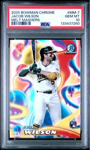 Graded 2025 Topps Bowman Chrome Jacob Wilson #MM7 Melt Mashers Rookie RC Baseball Card PSA 10 Gem Mint (ONLINE ORDER ONLY)