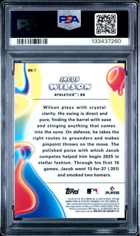 Graded 2025 Topps Bowman Chrome Jacob Wilson #MM7 Melt Mashers Rookie RC Baseball Card PSA 10 Gem Mint (ONLINE ORDER ONLY)