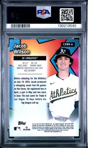 Graded 2025 Topps Chrome Jacob Wilson #CERR6 All Etch Rookie Rush Rookie RC Baseball Card PSA 10 Gem Mint (ONLINE ORDER ONLY)