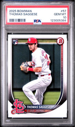 Graded 2025 Topps Bowman Thomas Saggese #57 Rookie RC Baseball Card PSA 10 Gem Mint (ONLINE ORDER ONLY)