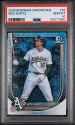 Graded 2025 Topps Bowman Chrome Mega Box Nick Kurtz #93 Rookie RC Baseball Card PSA 10 Gem Mint (ONLINE ORDER ONLY)