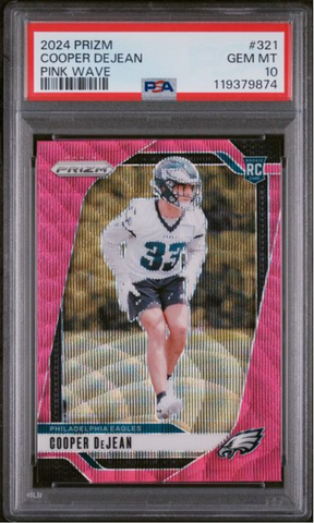 Graded 2024 Panini Prizm Cooper DeJean #321 Pink Wave Rookie RC Football Card PSA 10 Gem Mint (ONLINE ORDER ONLY)