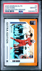 Graded 2025 Panini Donruss Elite Cam Ward #3 Extra Edition Orange /199 Rookie RC Football Card PSA 10 Gem Mint (ONLINE ORDER ONLY)