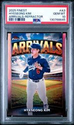 Graded 2025 Topps Finest Hyeseong Kim #A3 Arrivals Refractor Rookie RC Baseball Card PSA 10 Gem Mint (ONLINE ORDER ONLY)
