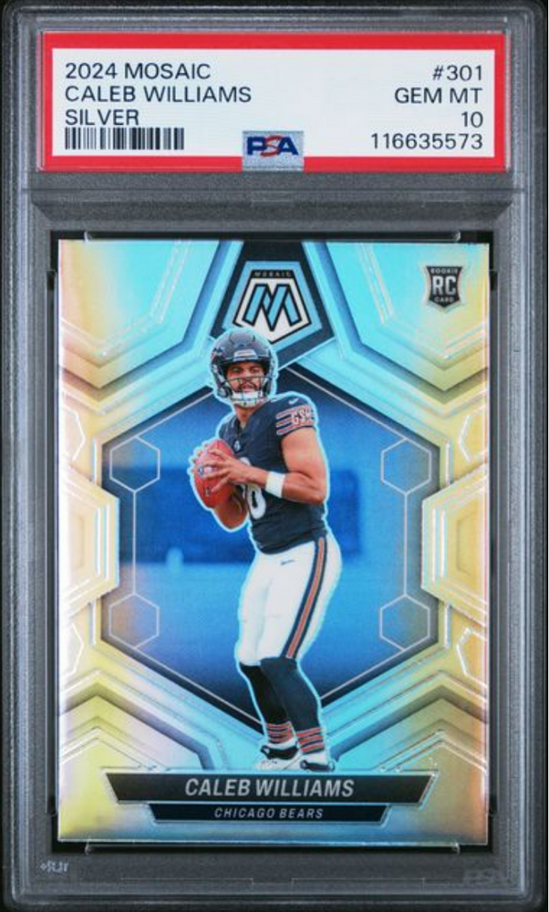 Graded 2024 Panini Mosaic Caleb Williams #301 Silver Rookie RC Football Card PSA 10 Gem Mint (ONLINE ORDER ONLY)
