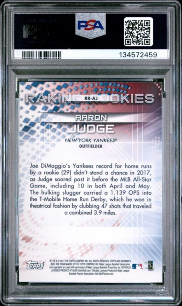 Graded 2017 Topps Bowmans Best Aaron Judge #RRAJ Raking Rookies Rookie RC Baseball Card PSA 10 Gem Mint (ONLINE ORDER ONLY)