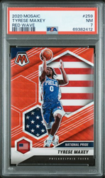 Graded 2020 Panini Mosaic Tyrese Maxey #259 Red Wave Rookie RC Basketball Card PSA 7 Near Mint (ONLINE ORDER ONLY)