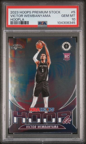 Graded 2023 Panini NBA Hoops Premium Stock Victor Wembanyama #5 Hoopla Rookie RC Basketball Card PSA 10 Gem Mint (ONLINE ORDER ONLY)