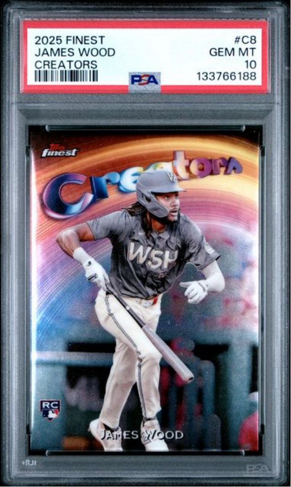 Graded 2025 Topps Finest James Wood #C8 Creators Rookie RC Baseball Card PSA 10 Gem Mint (ONLINE ORDER ONLY)