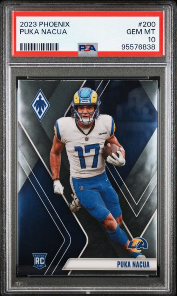Graded 2023 Panini Phoenix Puka Nacua #200 Rookie RC Football Card PSA 10 Gem Mint (ONLINE ORDER ONLY)