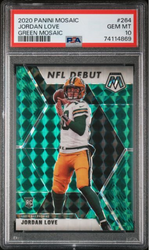 Graded 2020 Panini Mosaic Jordan Love #264 Green Mosaic Rookie RC Football Card PSA 10 Gem Mint (ONLINE ORDER ONLY)