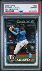 Graded 2024 Topps Junior Caminero #628 ASG Exclusive Rookie RC Baseball Card PSA 10 Gem Mint (ONLINE ORDER ONLY)