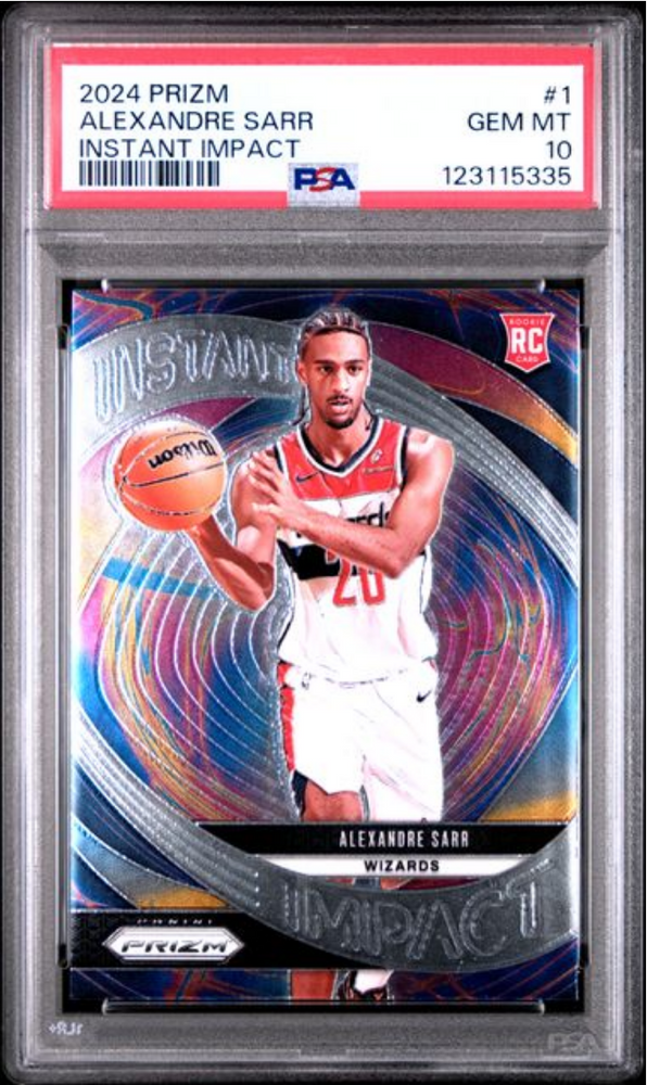 Graded 2024 Panini Prizm Alexandre Sarr #1 Instant Impact Rookie RC Basketball Card PSA 10 Gem Mint (ONLINE ORDER ONLY)