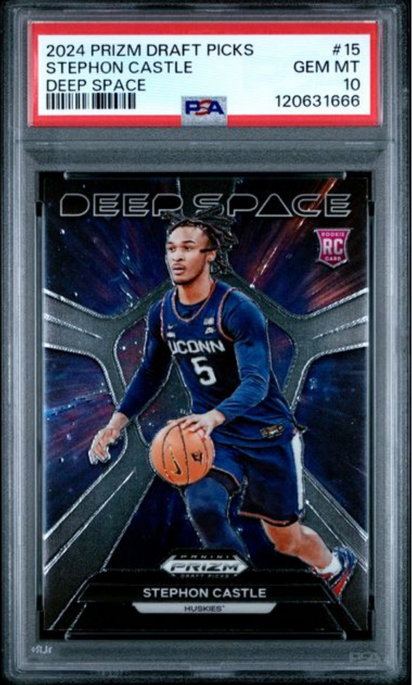 Graded 2024 Panini Prizm Draft Picks Stephon Castle #15 Deep Space Rookie RC Basketball Card PSA 10 Gem Mint (ONLINE ORDER ONLY)