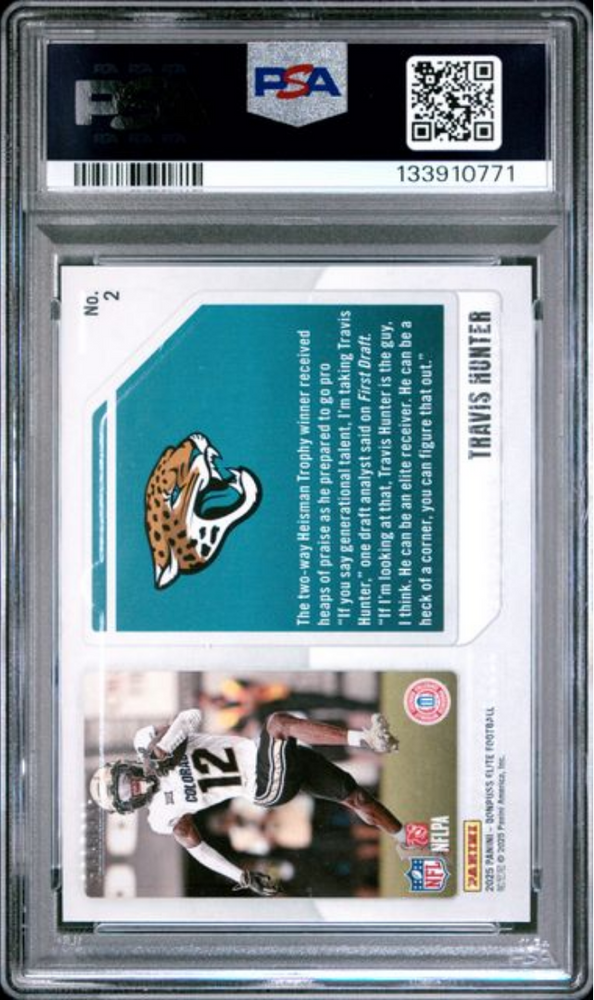 Graded 2025 Panini Donruss Elite Travis Hunter #2 Extra Edition /799 Rookie RC Football Card PSA 10 Gem Mint (ONLINE ORDER ONLY)