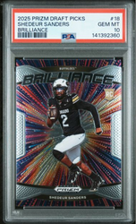Graded 2025 Panini Prizm Draft Picks Shedeur Sanders #18 Brilliance Rookie RC Football Card PSA 10 Gem Mint (ONLINE ORDER ONLY)