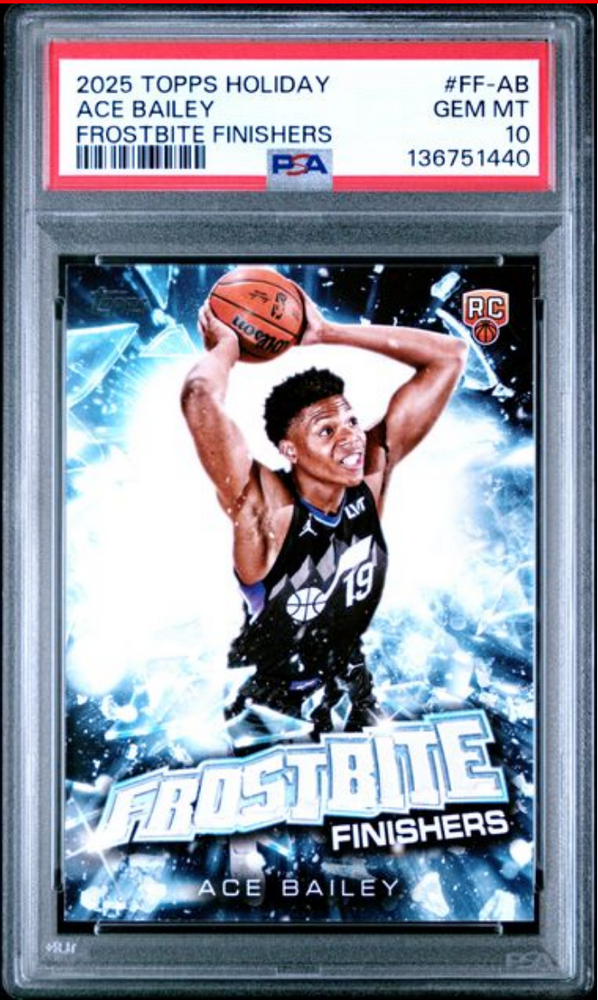 Graded 2025 Topps Holiday Ace Bailey #FFAB Frostbite Finishers Rookie RC Basketball Card PSA 10 Gem Mint (ONLINE ORDER ONLY)