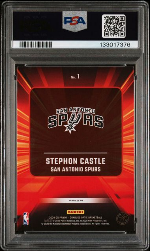 Graded 2024 Panini Donruss Optic Stephon Castle #1 Express Lane Purple Rookie RC Basketball Card PSA 10 Gem Mint (ONLINE ORDER ONLY)